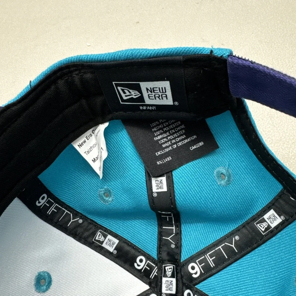 Charlotte Hornets New Era 9fifty Strap Back Adjustable Hat Cap Baby Blue NBA